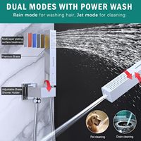 Système de douche thermostatique Homedec à 3 poignées, double tête carrée, bec de baignoire, pommeau de douche LED 12 pouces, jet de douche complet 6 pouces, robinet de douche