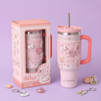 Nouveau Gobelet Isotherme en Acier Inoxydable à Double Paroi de 40 oz avec Poignée, Sans BPA, Design Mignon, Portable, Boîte Cadeau de Voyage 2026