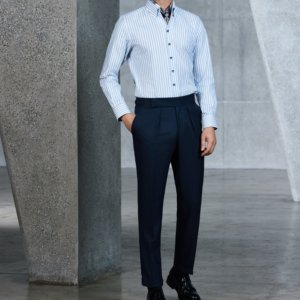 Pantalons sur mesure avec ajusteurs latéraux et pli unique, sans boutons, pour <span class=keywords><strong>homme</strong></span>, pantalons sur mesure pour <span class=keywords><strong>homme</strong></span> 100% laine, <span class=keywords><strong>style</strong></span> napolitain - Product Image 5