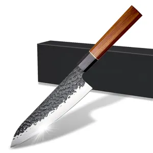 ハンマー鍛造8インチプロフェッショナル高炭素鋼包丁セット日本の八角形ハンドルシェフナイフ