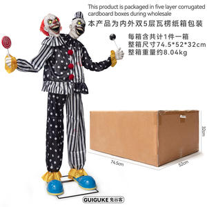 Büyük Mekanik Elektrikli İndüksiyonlu Çift Başlı Palyaço Animasyonlu Dekorasyon Cadılar Bayramı Animatronik Ses Aktifli Komik Joker - Product Image 2