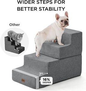 Bajo MOQ Entrega rápida Escaleras para mascotas en ángulo recto extra ancho con fondo antideslizante para cama Escaleras para perros y gatos pequeños - Product Image 3