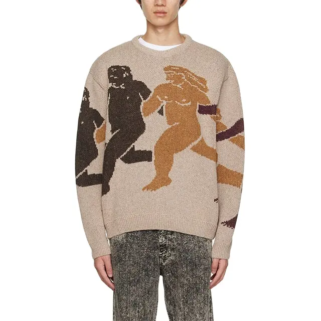 Custom casual 2023 winter best selling 100% merino wool men's crewneck long sleeve plain knitted pullover sweater