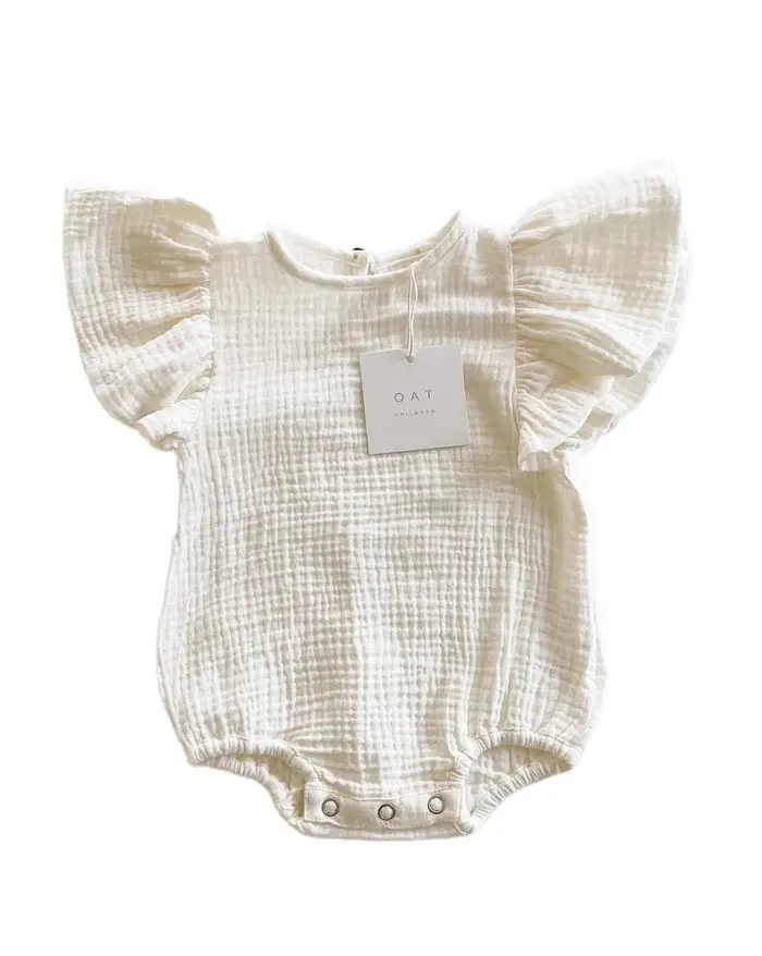 Ivory Muslin Baby Girls Bodysuits 100 Cotton Gauze Frill Sleeveless Infant Onesie