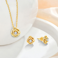 Boucles d'oreilles et collier en or blanc 18 carats et argent sterling 925, fleur de rose romantique, diamant, cadeau de mariage pour femme, vente en gros personnalisée