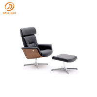 Fournisseur vérifié, canapé inclinable noir haut de gamme avec ottoman, fauteuil inclinable en cuir