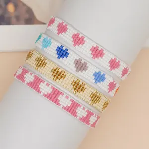 Gelang manik-manik hadiah cinta warna-warni pelangi pantai gelang perhiasan mode anyaman Boho manik-manik Miyuki untuk wanita