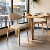 Chaises de salle à manger contemporaines en bois massif, directement de l'usine, avec dossier en lin, empilables et durables pour la maison, l'hôtel et la restauration
