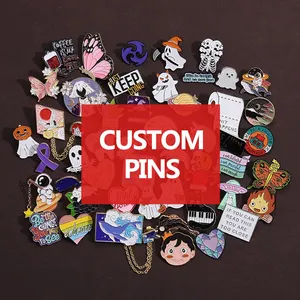 OEM ODM No Mínimo Bulk Fabricantes Atacado Design Cartoon Anime Soft Hard Metal Crafts Lapela Pins Emblemas Personalizados Esmalte Pins