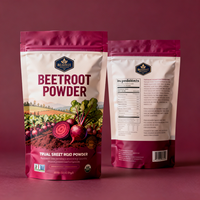 Poudre nutritive mixte de qualité alimentaire à conception personnalisée, poudre de betterave, emballage plastique Doypack, sachets Mylar à fond plat avec fermeture éclair