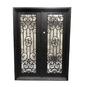 European Style New Grill Latest Design Safety Double <b>Glass</b> Low-E Entrance Wrought Iron <b>Door</b> for Villa - Product Image 6