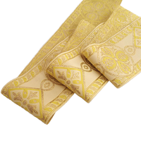 Ruban Jacquard Doré Brillant 7 cm à Motif Ethnique Élégant pour Vêtements et Accessoires de Mode