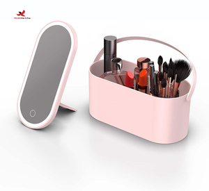 3 Days Wholesale Modern Makeup <b>Kit</b> Box Case Travel Vanity Mirror LED Light USB Rechargeable Foldable Single Women GZ RTS Bulk - Product Image 1