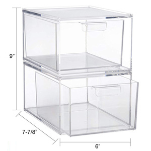 Nhựa Pp Quảng Trường Trong Suốt Bền Vững Hiện Đại Không Gấp Stackable Tiết Kiệm Không Gian Mỹ Phẩm Lưu Trữ Giá Ngăn Kéo Cho chăm sóc Da - Product Image 2