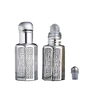 Botol Kaca Gulung Perak, 3ML 6ML 12ML Botol Minyak Esensial Parfum Manik-manik Rol Baja Plastik Tutup Bulat