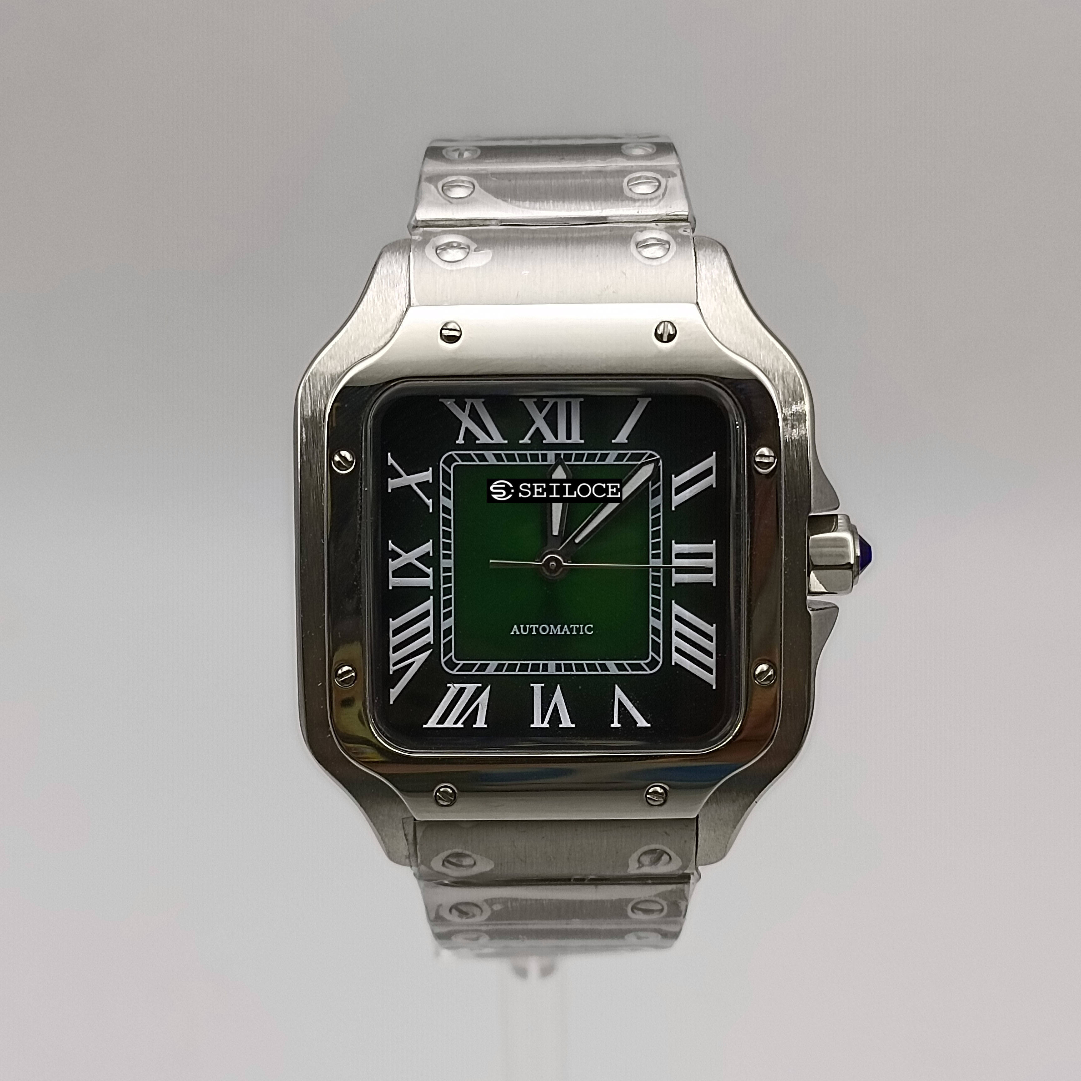 Silver Case+Black Green Dial