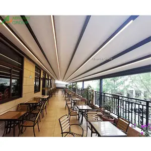 Factory price outdoor waterproof sunshade aluminum retractable motorized pergola PVC fabric cover and motor