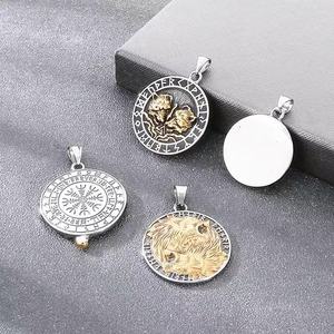 Collana <span class=keywords><strong>con</strong></span> Pendente a Testa di <span class=keywords><strong>Lupo</strong></span> Nordico in Acciaio Inossidabile, Stile Hip Hop Vichingo Vintage, Accessori Religiosi da Uomo, Vendita all'Ingrosso - Product Image 6