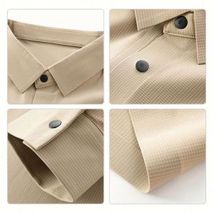 Custom Solid Color Anti-Wrinkle Embroidered Collar Spring Autumn Men's Cotton Pique Fabric Long Sleeve for Polo <b>Shirts</b> - Product Image 4