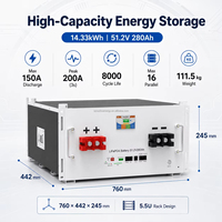 Batterie au lithium LiFePO4 XU 51,2 V 100 Ah pour système de stockage d'énergie solaire et domestique 15,36 kWh 6000 cycles