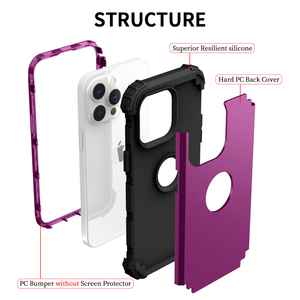 Pour <span class=keywords><strong>iphone</strong></span> 16 15 14 13 12 11 Pro max mini XS XR MAX étui complet couverture 3 en 1 hybride dur PC Silicone robuste pare-chocs robuste - Product Image 2