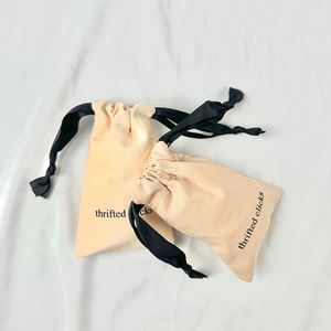 Wholesale <b>Small</b> Moq 100% Organic Cotton Packing Pouch Canvas Fabric Muslin Calico Pouch Eco Dust Pouch With <b>Black</b> Ribbon - Product Image 5