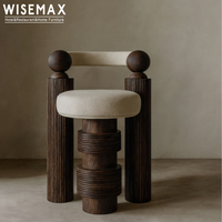WISEMAX FURNITURE Tabouret de bar haut à dossier incurvé en bois massif et tissu Modern Home Bar Living Room Corner Bar Chair Restaurant Hotel