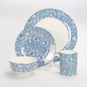 Servizio di <span class=keywords><strong>Piatti</strong></span> in Porcellana Vietnamita, Stoviglie in Ceramica Personalizzate, Set da Cena in Ceramica, <span class=keywords><strong>Piatti</strong></span> e Vassoi in Marmo Blu - Product Image 3