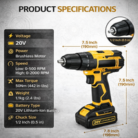Perceuse-visseuse sans fil 12V à moteur sans balais, outil électrique pour la réparation domestique et le perçage du bois et du métal