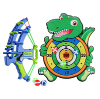Jeu de tir à l'arc et cible de fléchettes en plastique avec balles collantes, motif dinosaure de dessin animé, pour enfants, vente en gros, produit phare