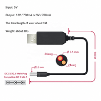 Kabel Penguat Daya USB DC 5V ke DC 9V / 12V Modul Peningkat Tegangan Konverter USB Kabel Adaptor Colokan 2.1x5.5mm