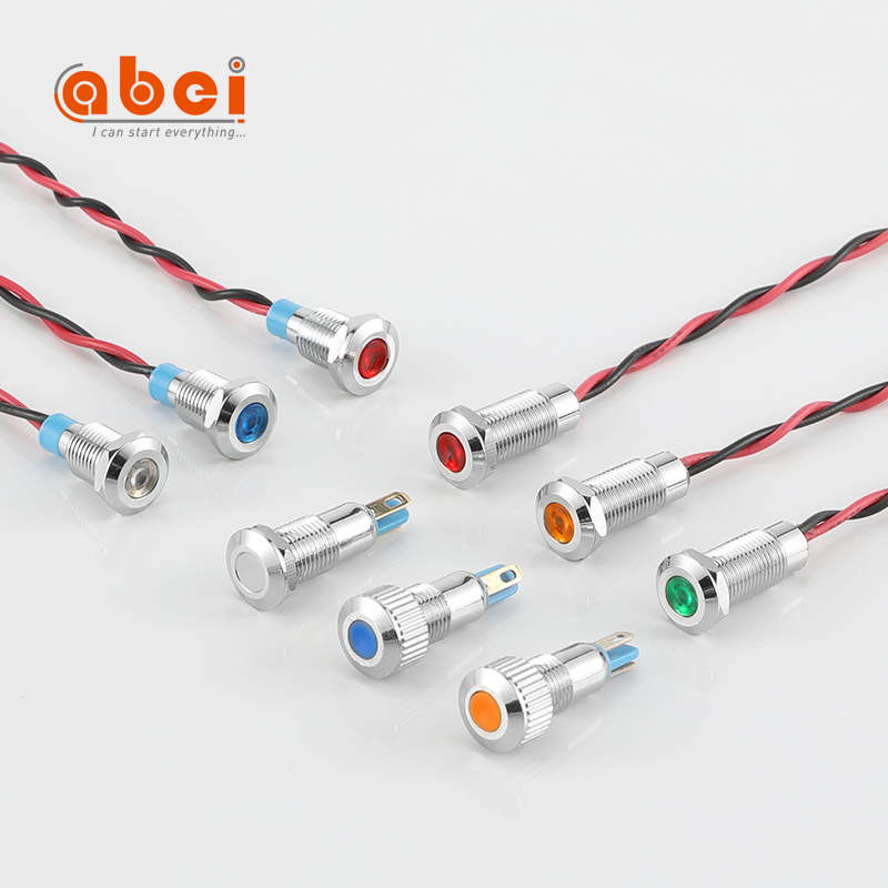 8mm Waterproof Metal red green bule yellow white led light 6v 36v 110v 220v Signal Lamp equipment indicator lamp