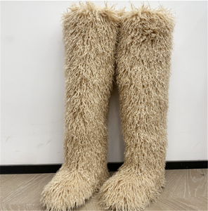 Kış lüks overboots çizmeler kadın yuvarlak ayak moğol kar kürk ayakkabı kadın - Product Image 2