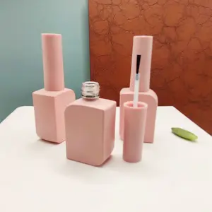Botella de vidrio rosa de 10ml con cepillo Esmalte de uñas de gel vacío para uso cosmético para aceite de manicura