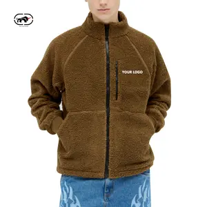 Custom Logo Man Polar Fleece Jacket For Winter Autumn Soft Sherpa Fleece Jackets Full Zipper