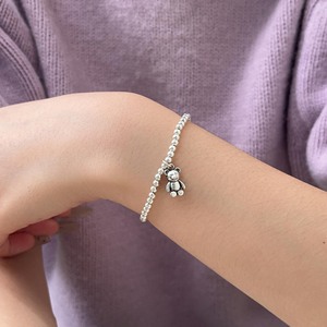 Pulsera de Plata de Ley S925 con Dijes de Oso y Cuentas Elásticas, Joyería para Mujeres y Niñas, Regalo - Product Image 4