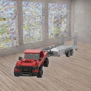 Vente en gros de modèles de jouets de camion et de voiture DIY les plus vendus, blocs de construction miniatures rouges nostalgiques avec remorque, jouet éducatif en plastique - Product Image 4