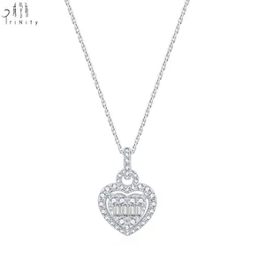 High end Luxury Beautiful Gem Necklace 18K Pure Platinum Natural Diamond Heart Design Women's Necklace