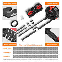 Ensemble d'haltères réglables 24 kg 3-en-1 : Kettlebell, Barre d'haltères et Haltères lestés pour la musculation à domicile et l'entraînement de force – Équipement de fitness robuste