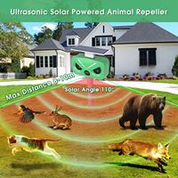 Répulsif à ultrasons pour chats avec détection de mouvement PIR, 3 lumières LED clignotantes, son et énergie solaire