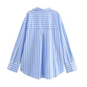 韩国服装批发条纹T恤女士上衣漂亮绑带女式服装衬衫 - Product Image 3