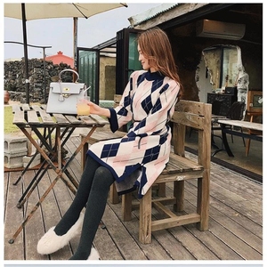 Nanteng abito maglione da donna sfuso Casual a maniche lunghe a quadri retrò con quadri a quadri <span class=keywords><strong>lunghi</strong></span> - Product Image 4