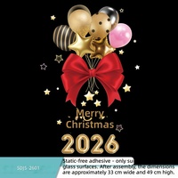 Autocollants statiques de Noël 2026 personnalisés imprimés, motif bleu scintillant, sapin de Noël, bonhomme de neige, ballon, nœud, en PVC résistant aux UV et imperméable, en gros
