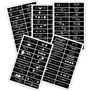 GP stile indiano Semi-permanente applicazione del viso del tatuaggio stencil <span class=keywords><strong>Flora</strong></span> <span class=keywords><strong>Fauna</strong></span> modello per adulti uomini e donne - Product Image 1