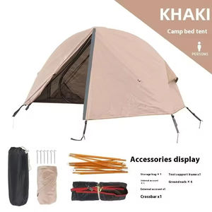 Tente de camping Da Niu double couche, surélevée, pour une <span class=keywords><strong>personne</strong></span>, protection UV, imperméable, <span class=keywords><strong>moustiquaire</strong></span> intégrée, portable et légère - Product Image 2