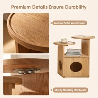 Table d'appoint moderne et écologique en chêne rouge, style bois naturel, multifonctionnelle, avec trou pour chat, pour l'interaction humain-animal