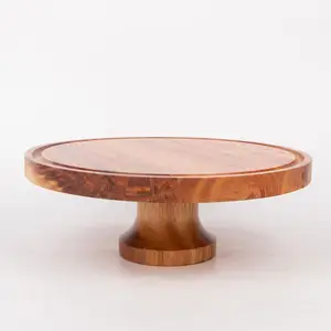 Wooden Dessert Cake Display Stand Acrylic Lid Party Wedding Restaurant Round Cake Stand