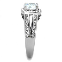 Bague de fiançailles et de mariage Yiwu Aceon en acier inoxydable avec halo de zircone cubique taille ronde, bijou de luxe pour femme, cadeau d'anniversaire tendance