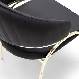 Silla de Comedor Moderna de Metal, Tapizada en Terciopelo Negro, Patas de Acero, Muebles para el Hogar - Product Image 2