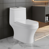 WC chinois monobloc à double chasse, moderne, en céramique, à siphon, avec évacuation en S pour usage hôtelier